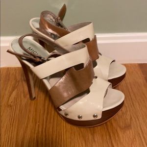 Michael Kors white and tan sandals